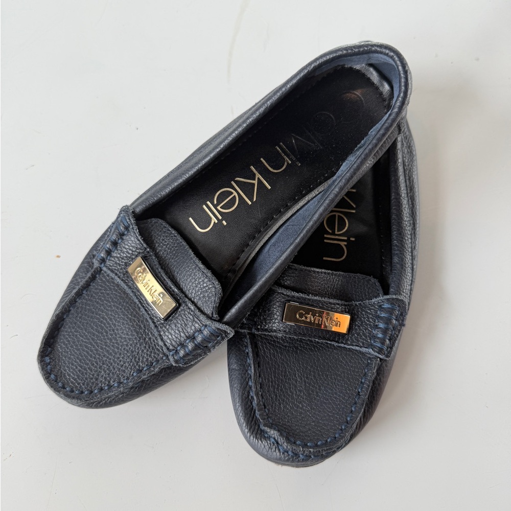 Calvin Klein Blue Pebbled Leather Loafer